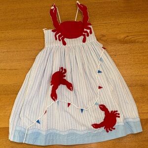 Striped Blue and Red Crab Kids Dress